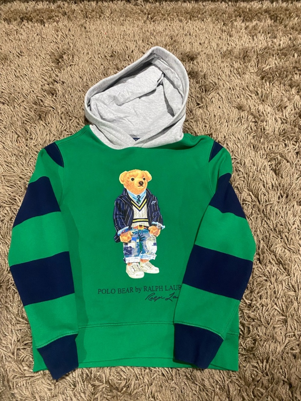Polo by Ralph Lauren Green & Gray Hooded Sweatshirt with Navy Label